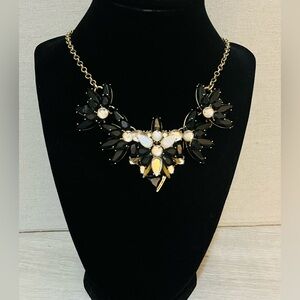 J Crew Black and Crystal Statement Necklace
